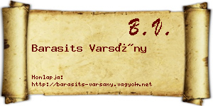 Barasits Varsány névjegykártya